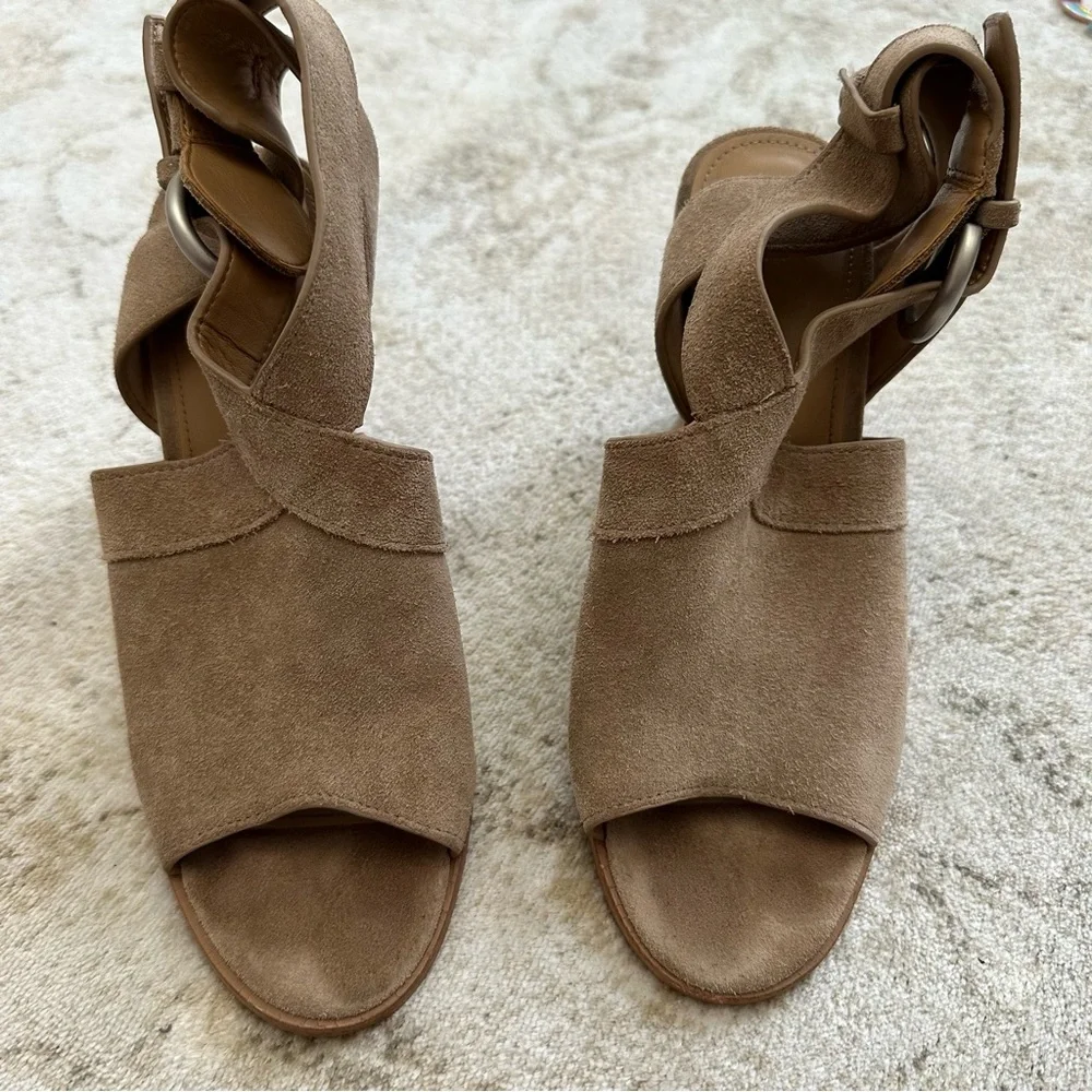 Marc fisher suede sandals heels 7 tan - Picture 6 of 8